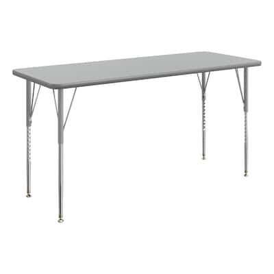Flash Furniture Wren Rectangular Activity Table, 60 x 24, Height Adjustable, Gray Top/Silver Frame (XUA2460RECGYTA)