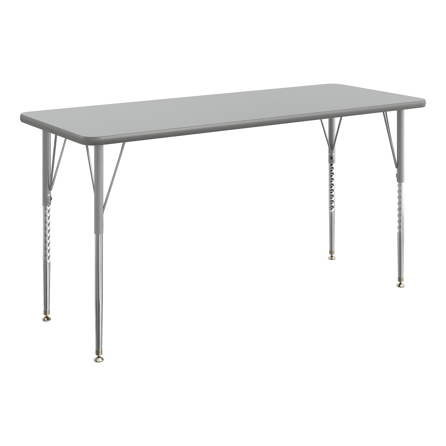 Flash Furniture Wren Rectangular Activity Table, 60 x 24, Height Adjustable, Gray Top/Silver Frame (XUA2460RECGYTA)