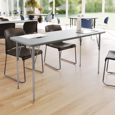 Flash Furniture Wren Rectangular Activity Table, 60 x 24, Height Adjustable, Gray Top/Silver Frame (XUA2460RECGYTA)