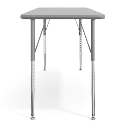 Flash Furniture Wren Rectangular Activity Table, 60" x 24", Height Adjustable, Gray Top/Silver Frame (XUA2460RECGYTA)