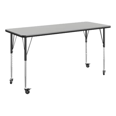 Flash Furniture Wren Rectangular Activity Table, 60 x 24, Height Adjustable, Grey Top/Black Frame (XUA2460RECGRTAC)