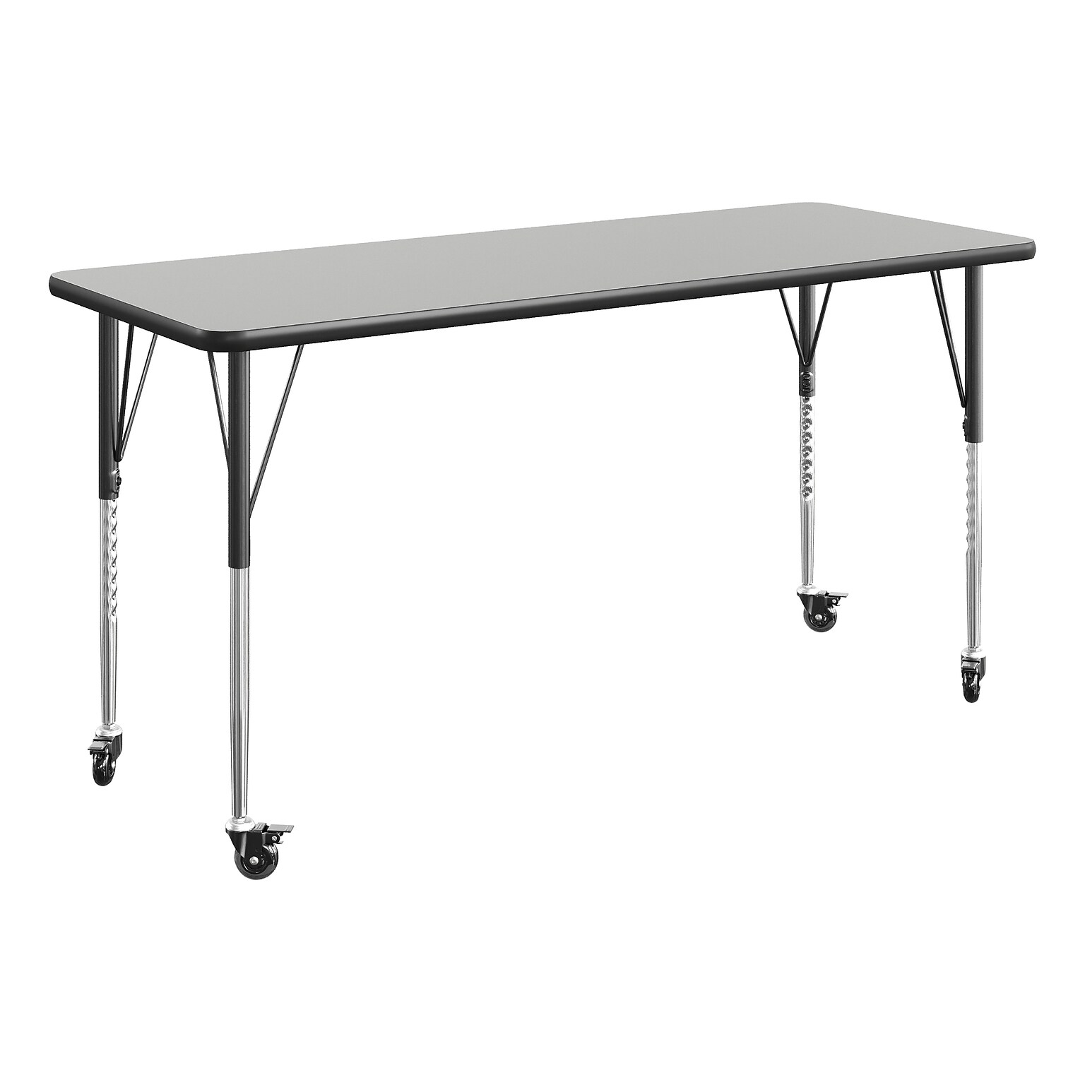 Flash Furniture Wren Rectangular Activity Table, 60 x 24, Height Adjustable, Grey Top/Black Frame (XUA2460RECGRTAC)