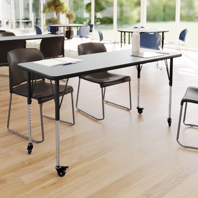 Flash Furniture Wren Rectangular Activity Table, 60 x 24, Height Adjustable, Grey Top/Black Frame (XUA2460RECGRTAC)