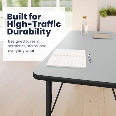 Flash Furniture Wren Rectangular Activity Table, 60" x 24", Height Adjustable, Grey Top/Black Frame (XUA2460RECGRTAC)