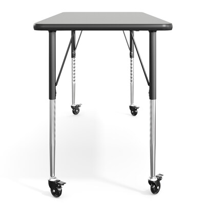 Flash Furniture Wren Rectangular Activity Table, 60" x 24", Height Adjustable, Grey Top/Black Frame (XUA2460RECGRTAC)