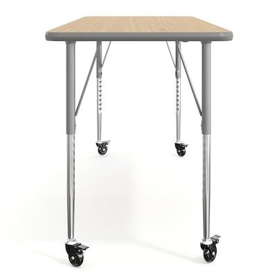 Flash Furniture Wren Rectangular Activity Table, 60" x 24", Height Adjustable, Light Natural Top/Silver Frame (XUA2460RECLNTAC)