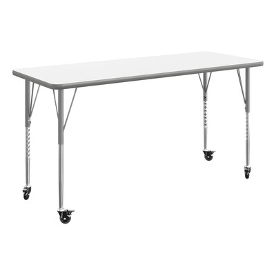 Flash Furniture Wren Rectangular Activity Table, 60 x 24, Height Adjustable, White Top/Silver Frame (XUA2460RECWHTAC)