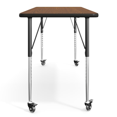 Flash Furniture Wren Rectangular Activity Table, 60" x 24", Height Adjustable, Oak Top/Black Frame (XUA2460RECOATAC)