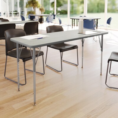 Flash Furniture Wren Rectangular Activity Table, 60 x 24, Height Adjustable, Light Gray Top/Silver Frame (XUA2460RECLGTA)