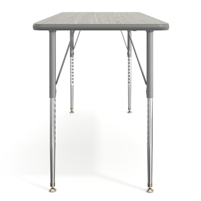 Flash Furniture Wren Rectangular Activity Table, 60" x 24", Height Adjustable, Light Gray Top/Silver Frame (XUA2460RECLGTA)