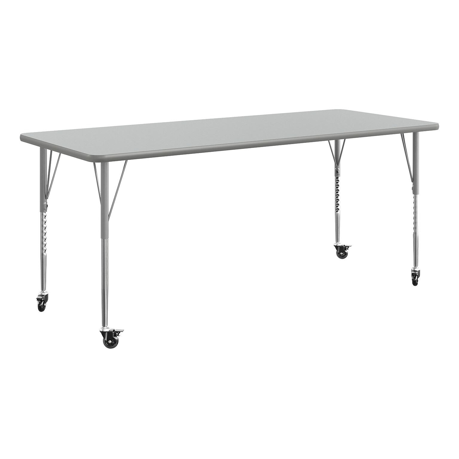 Flash Furniture Wren Rectangular Activity Table, 72 x 30, Height Adjustable, Gray Top/Silver Frame (XUA3072RECGTAC)