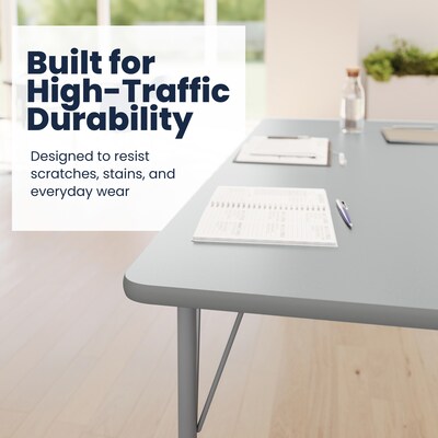 Flash Furniture Wren Rectangular Activity Table, 72" x 30", Height Adjustable, Gray Top/Silver Frame (XUA3072RECGTAC)