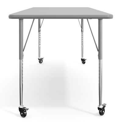 Flash Furniture Wren Rectangular Activity Table, 72" x 30", Height Adjustable, Gray Top/Silver Frame (XUA3072RECGTAC)
