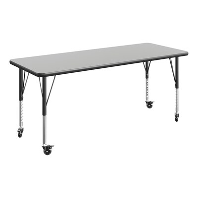 Flash Furniture Wren Rectangular Activity Table, 60 x 24, Height Adjustable, Grey Top/Black Frame (XUA2460RECGRTPC)