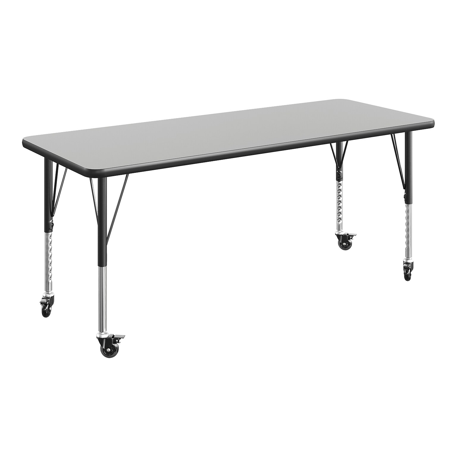 Flash Furniture Wren Rectangular Activity Table, 60 x 24, Height Adjustable, Grey Top/Black Frame (XUA2460RECGRTPC)
