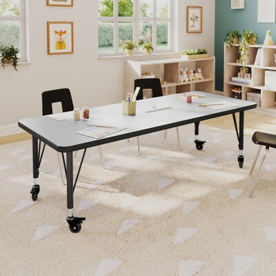 Flash Furniture Wren Rectangular Activity Table, 60 x 24, Height Adjustable, Grey Top/Black Frame (XUA2460RECGRTPC)
