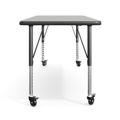 Flash Furniture Wren Rectangular Activity Table, 60" x 24", Height Adjustable, Grey Top/Black Frame (XUA2460RECGRTPC)