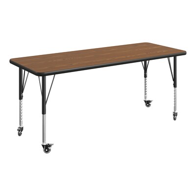 Flash Furniture Wren Rectangular Activity Table, 60 x 24, Height Adjustable, Oak Top/Black Frame (XUA2460RECOATPC)