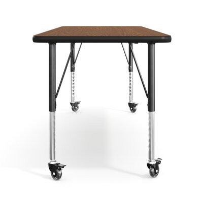 Flash Furniture Wren Rectangular Activity Table, 60" x 24", Height Adjustable, Oak Top/Black Frame (XUA2460RECOATPC)
