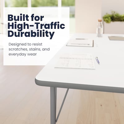 Flash Furniture Wren Rectangular Activity Table, 72" x 30", Height Adjustable, White Top/Silver Frame (XUA3072RECWHTAC)