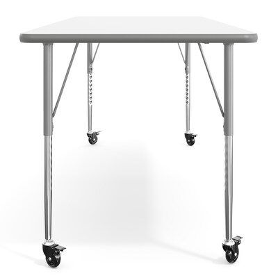 Flash Furniture Wren Rectangular Activity Table, 72" x 30", Height Adjustable, White Top/Silver Frame (XUA3072RECWHTAC)