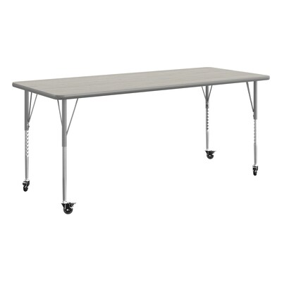 Flash Furniture Wren Rectangular Activity Table, 72 x 30, Height Adjustable, Light Gray Top/Silver Frame (XUA3072RECLGTAC)