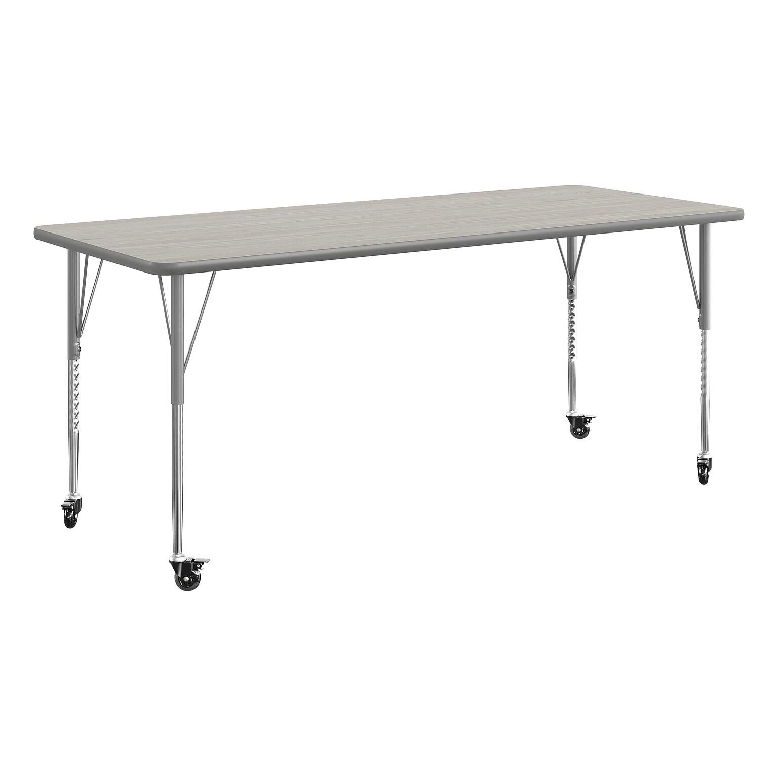 Flash Furniture Wren Rectangular Activity Table, 72 x 30, Height Adjustable, Light Gray Top/Silver Frame (XUA3072RECLGTAC)