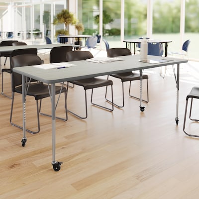 Flash Furniture Wren Rectangular Activity Table, 72 x 30, Height Adjustable, Light Gray Top/Silver Frame (XUA3072RECLGTAC)