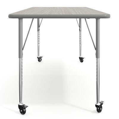 Flash Furniture Wren Rectangular Activity Table, 72" x 30", Height Adjustable, Light Gray Top/Silver Frame (XUA3072RECLGTAC)
