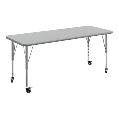 Flash Furniture Wren Rectangular Activity Table, 60 x 24, Height Adjustable, Gray Top/Silver Frame (XUA2460RECGYTPC)