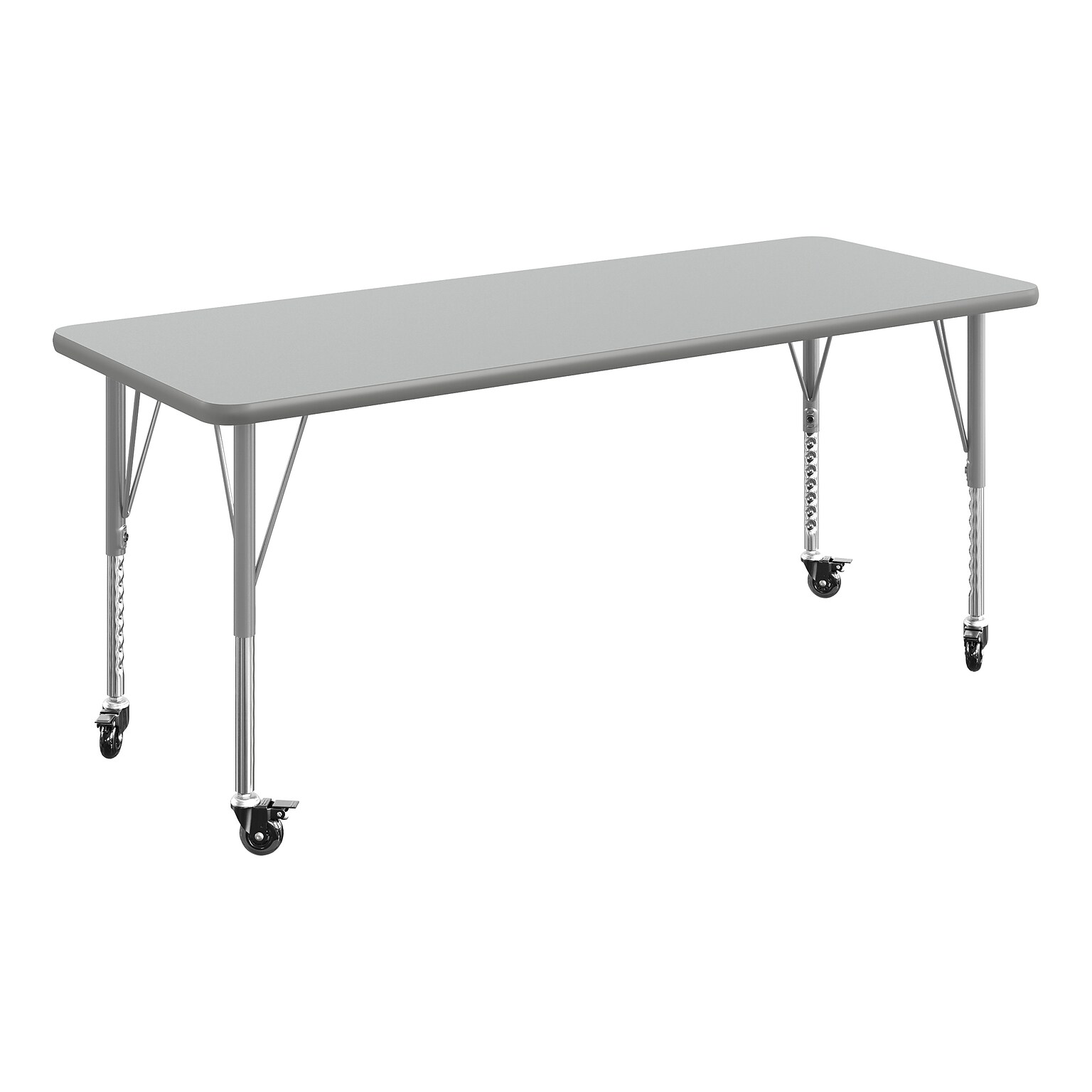 Flash Furniture Wren Rectangular Activity Table, 60 x 24, Height Adjustable, Gray Top/Silver Frame (XUA2460RECGYTPC)