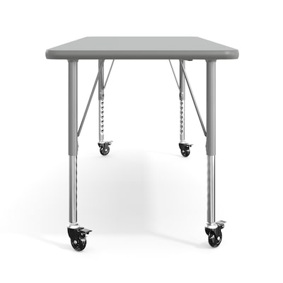 Flash Furniture Wren Rectangular Activity Table, 60" x 24", Height Adjustable, Gray Top/Silver Frame (XUA2460RECGYTPC)