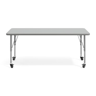 Flash Furniture Wren Rectangular Activity Table, 60" x 24", Height Adjustable, Gray Top/Silver Frame (XUA2460RECGYTPC)