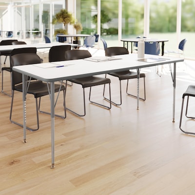 Flash Furniture Wren Rectangular Activity Table, 72 x 30, Height Adjustable, White Top/Silver Frame (XUA3072RECWHTA)