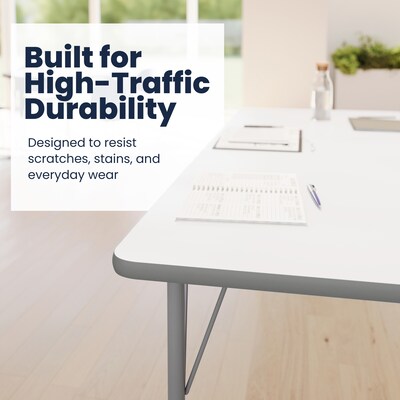 Flash Furniture Wren Rectangular Activity Table, 72" x 30", Height Adjustable, White Top/Silver Frame (XUA3072RECWHTA)