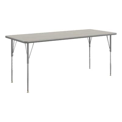 Flash Furniture Wren Rectangular Activity Table, 72 x 30, Height Adjustable, Light Gray Top/Silver Frame (XUA3072RECLGTA)