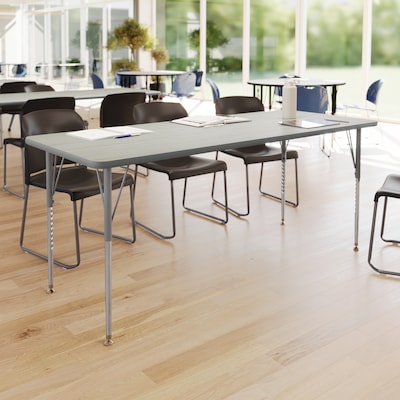 Flash Furniture Wren Rectangular Activity Table, 72 x 30, Height Adjustable, Light Gray Top/Silver Frame (XUA3072RECLGTA)