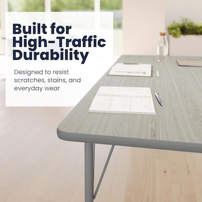 Flash Furniture Wren Rectangular Activity Table, 72" x 30", Height Adjustable, Light Gray Top/Silver Frame (XUA3072RECLGTA)