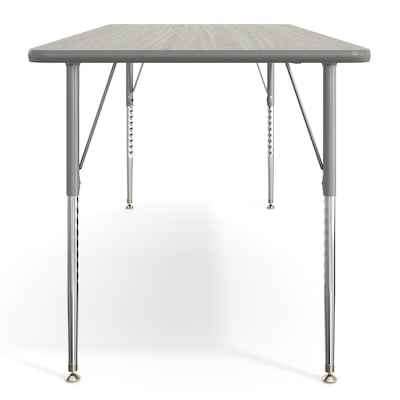Flash Furniture Wren Rectangular Activity Table, 72" x 30", Height Adjustable, Light Gray Top/Silver Frame (XUA3072RECLGTA)