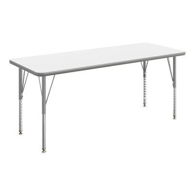 Flash Furniture Wren Rectangular Activity Table, 60 x 24, Height Adjustable, White Top/Silver Frame (XUA2460RECWHTP)
