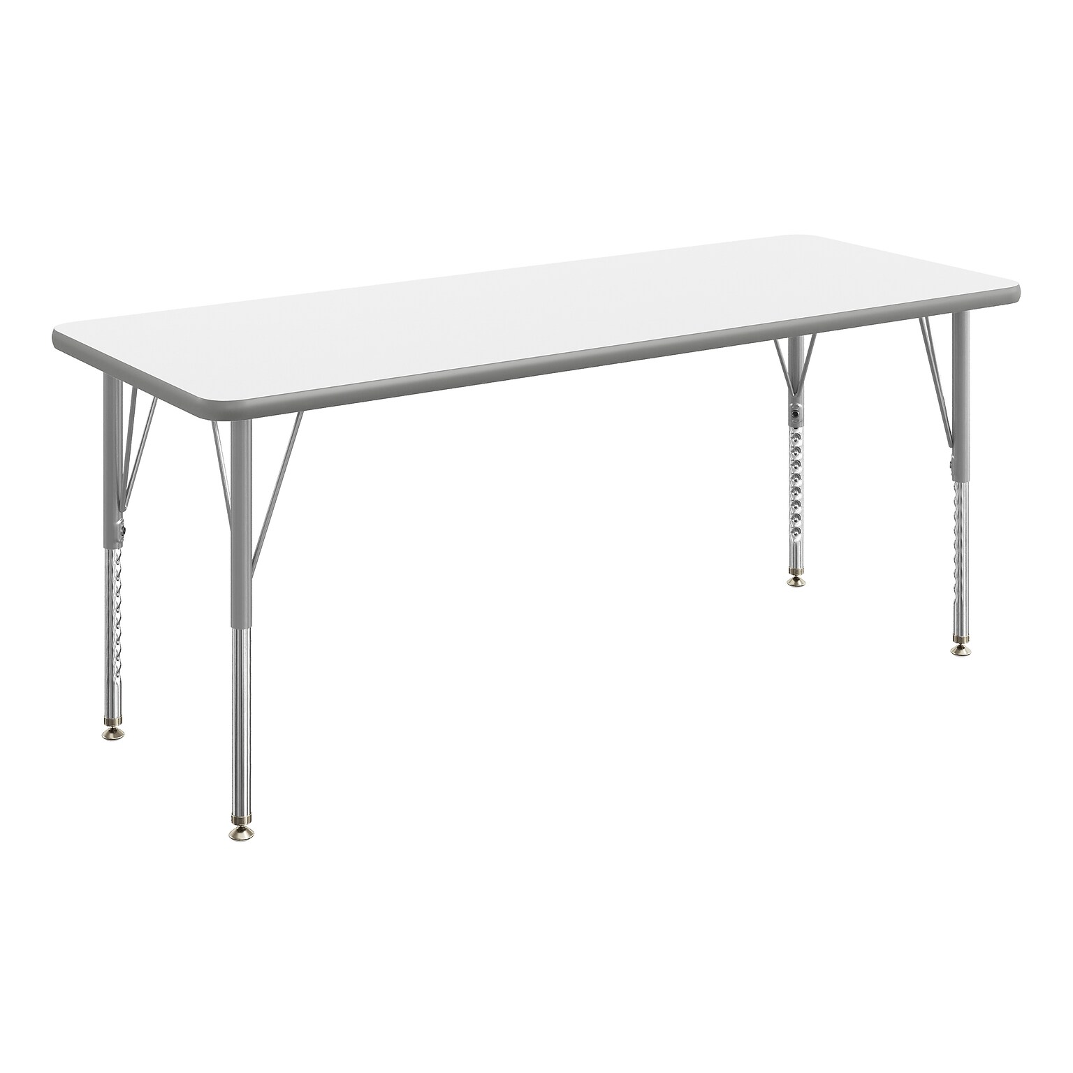 Flash Furniture Wren Rectangular Activity Table, 60 x 24, Height Adjustable, White Top/Silver Frame (XUA2460RECWHTP)