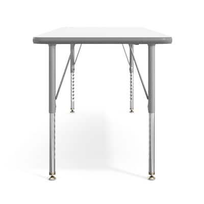 Flash Furniture Wren Rectangular Activity Table, 60" x 24", Height Adjustable, White Top/Silver Frame (XUA2460RECWHTP)