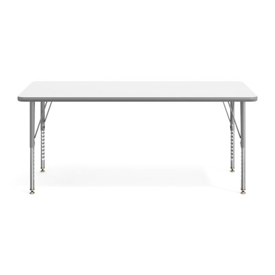 Flash Furniture Wren Rectangular Activity Table, 60" x 24", Height Adjustable, White Top/Silver Frame (XUA2460RECWHTP)