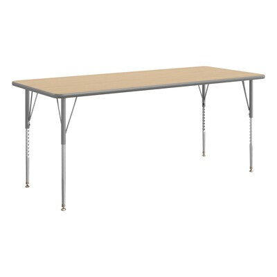 Flash Furniture Wren Rectangular Activity Table, 72 x 30, Height Adjustable, Light Natural Top/Silver Frame (XUA3072RECLNTA)