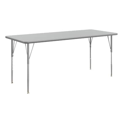 Flash Furniture Wren Rectangular Activity Table, 72 x 30, Height Adjustable, Gray Top/Silver Frame (XUA3072RECGTA)