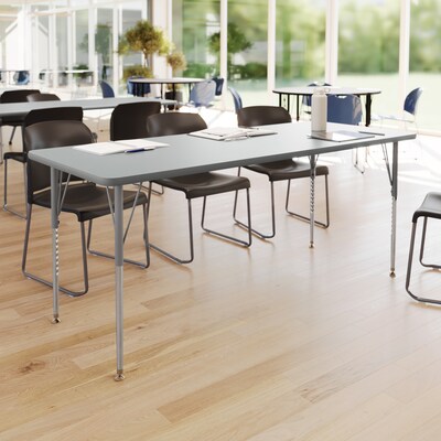 Flash Furniture Wren Rectangular Activity Table, 72 x 30, Height Adjustable, Gray Top/Silver Frame (XUA3072RECGTA)