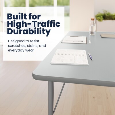 Flash Furniture Wren Rectangular Activity Table, 72" x 30", Height Adjustable, Gray Top/Silver Frame (XUA3072RECGTA)