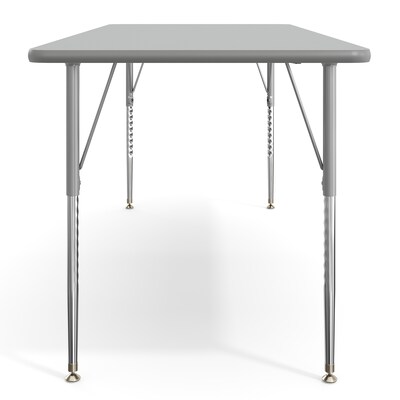 Flash Furniture Wren Rectangular Activity Table, 72" x 30", Height Adjustable, Gray Top/Silver Frame (XUA3072RECGTA)