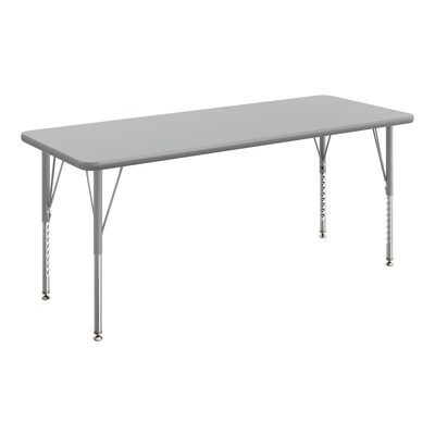 Flash Furniture Wren Rectangular Activity Table, 60 x 24, Height Adjustable, Gray Top/Silver Frame (XUA2460RECGYTP)