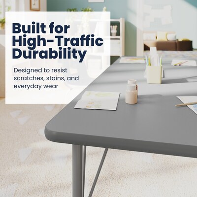 Flash Furniture Wren Rectangular Activity Table, 60" x 24", Height Adjustable, Gray Top/Silver Frame (XUA2460RECGYTP)